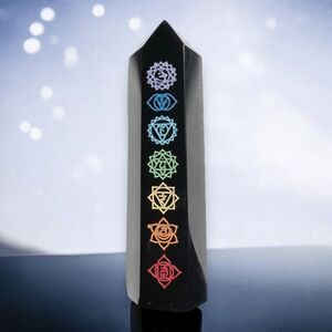 Obsidian Crystal Chakra Tower